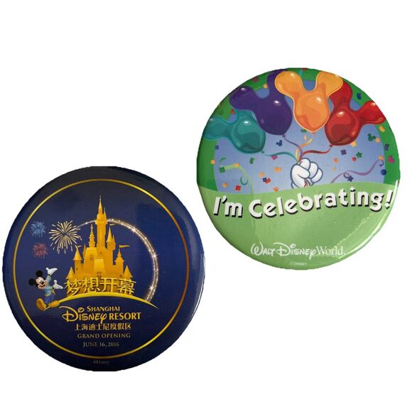 Shanghai Disney Resort Grand Opening 2016 + Disney World “I’m Celebrating” Pins - Picture 1 of 3